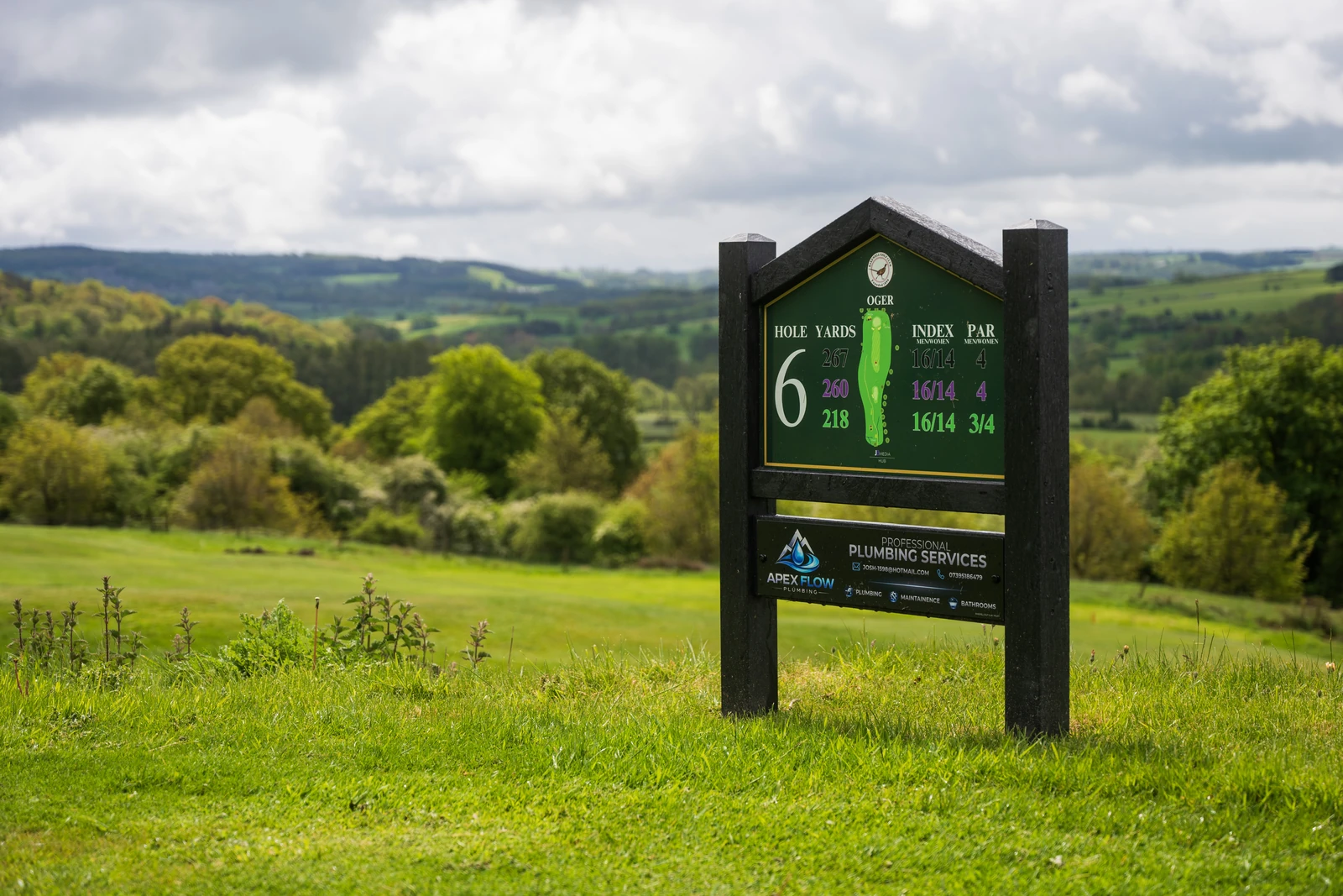 Tee sign at Bakewell Golf Club