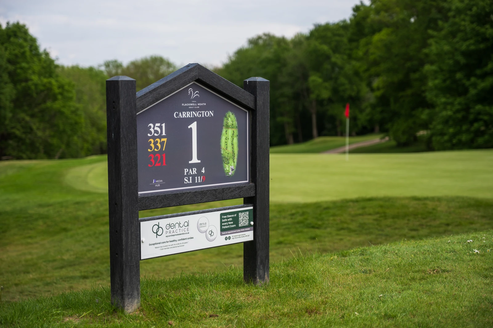 Tee sign at Flackwell Heath Golf Club