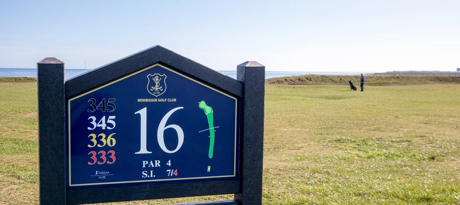 Tee sign at Newbiggin Golf Club