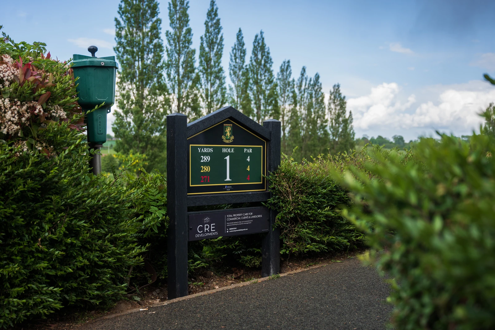 Tee sign at Rugby Golf Club