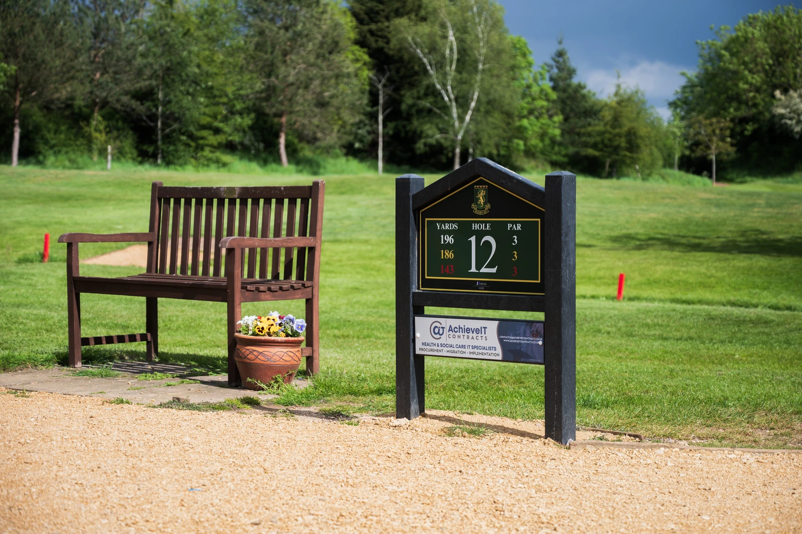 Tee sign at Rugby Golf Club