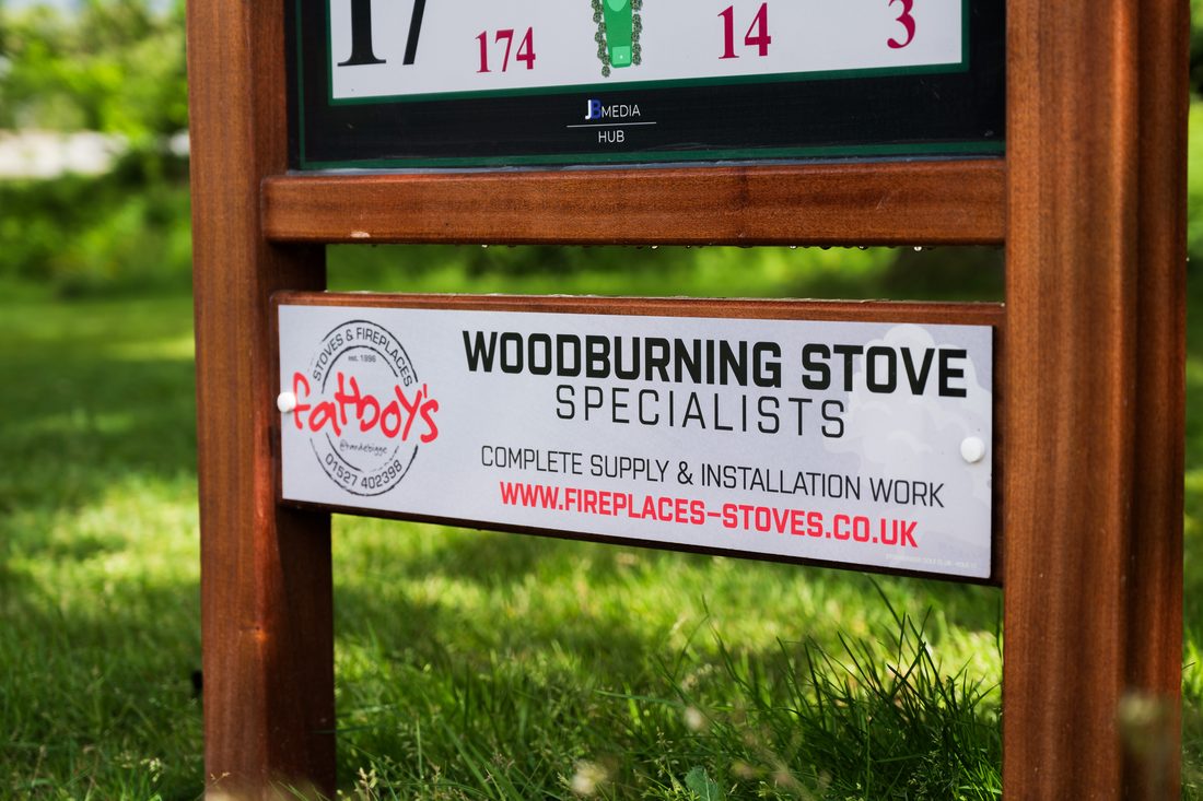 Fatboy’s Stoves & Fireplaces’s panel on a JB tee sign