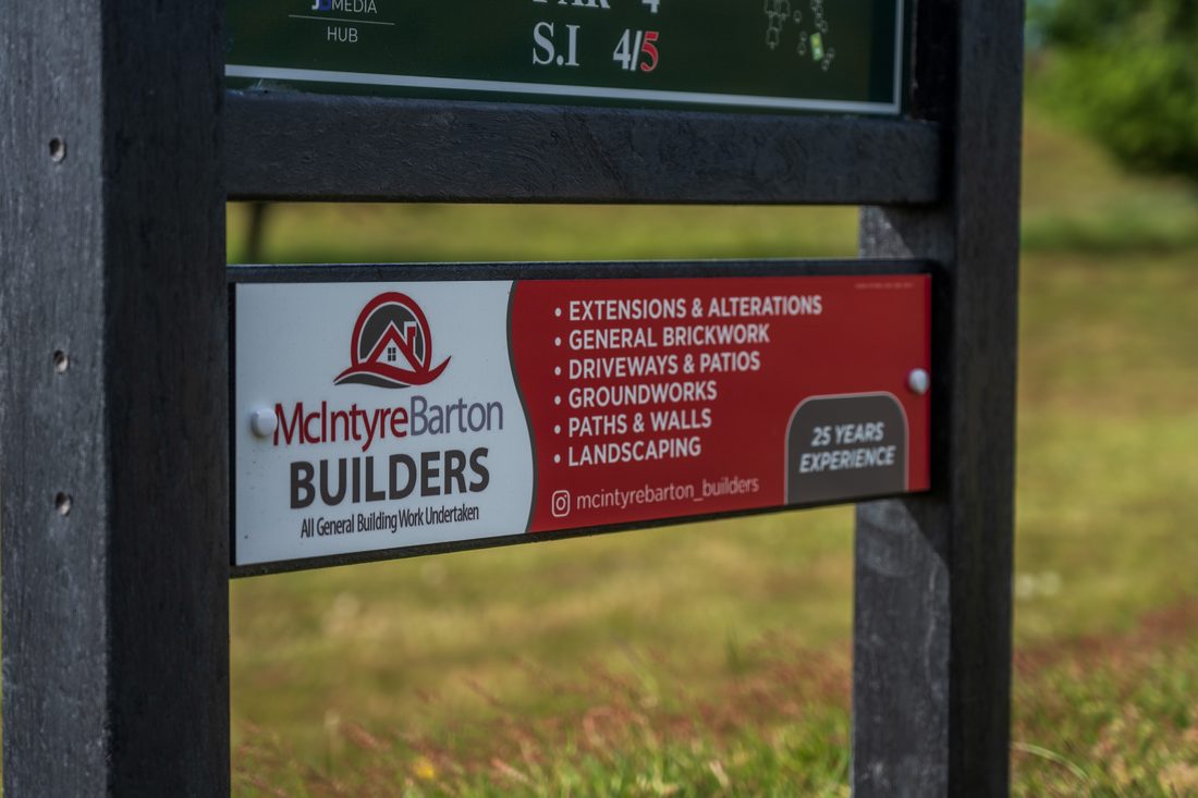 McIntyre Barton’s panel on a JB tee sign