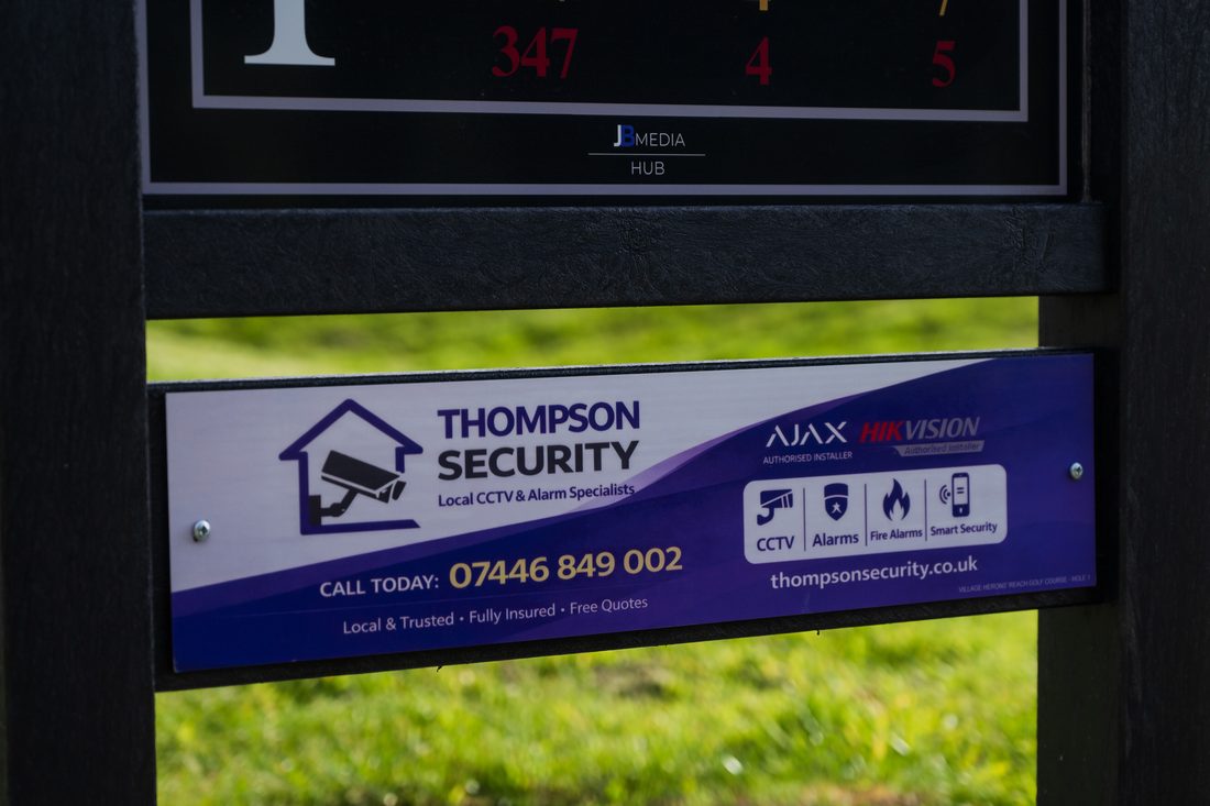 Thompson Security’s panel on a JB tee sign