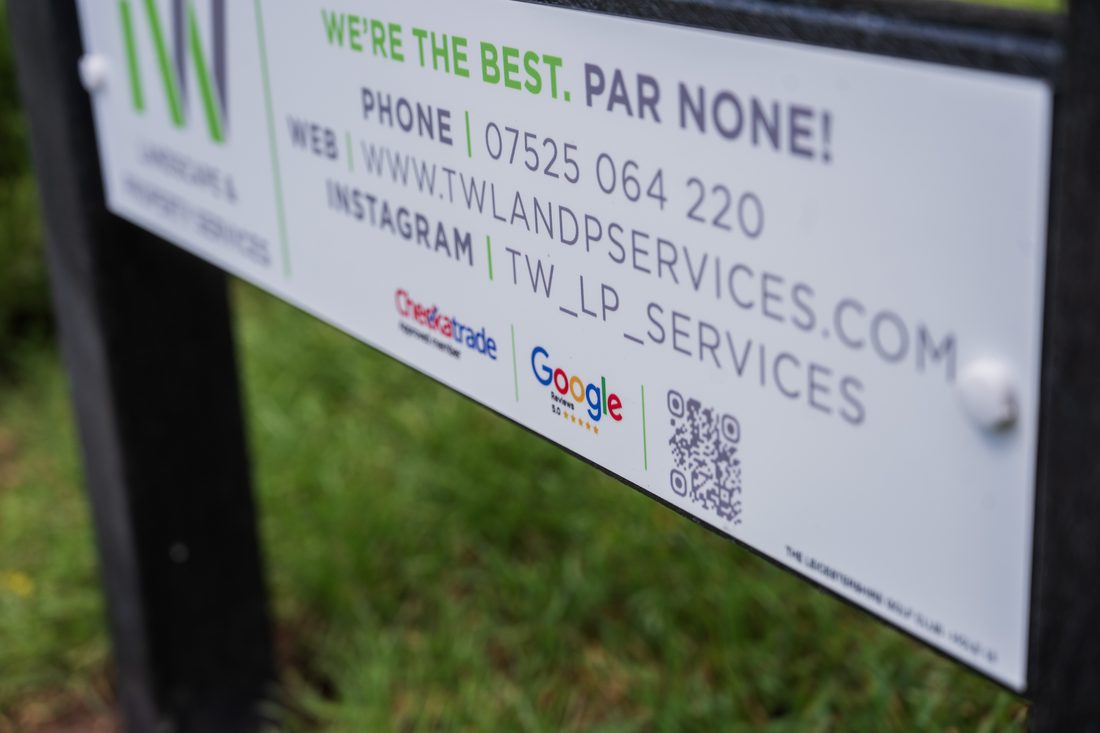 TW Landscape & Property’s panel on a JB tee sign